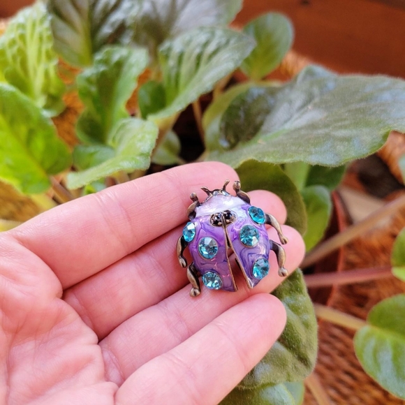 New Blue & Purple Beetle Brooch Pin - Picture 1 of 4